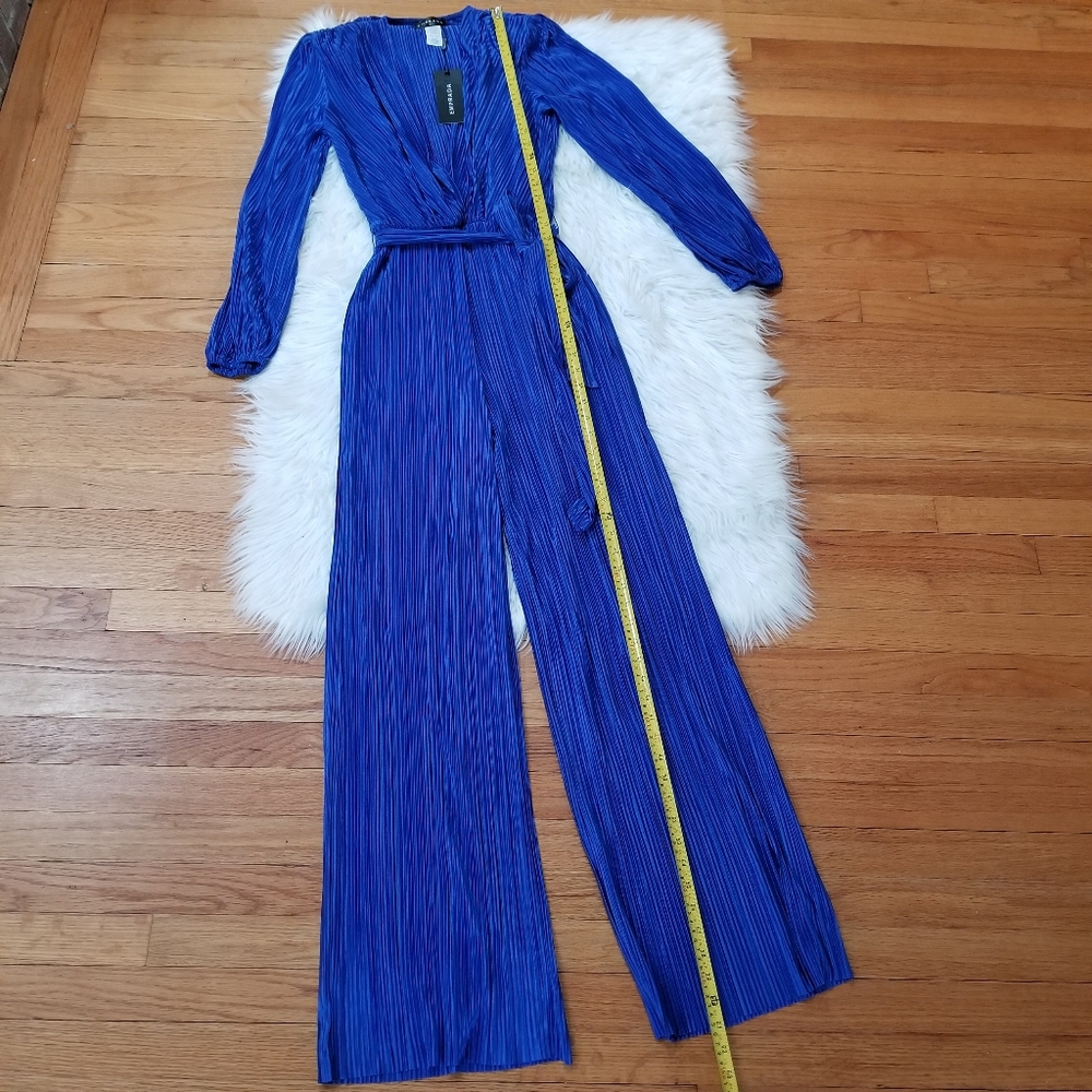 EMPRADA New!! Long Sleeve V Neck Jumpsuit, Royal Blue Color Size S. - Picture 13 of 14